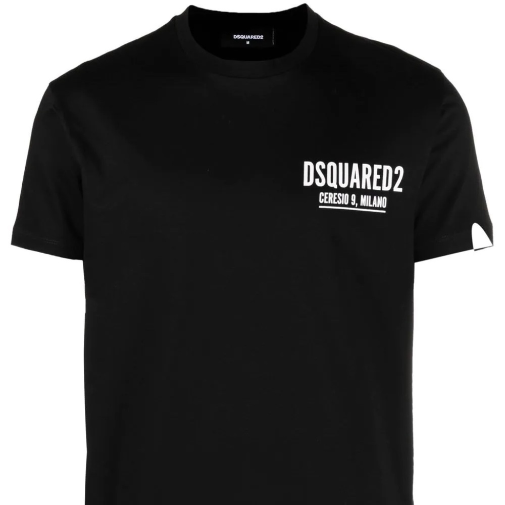 DSQUARED2 LOGO-PRINT COTTON T-SHIRT - BLACK